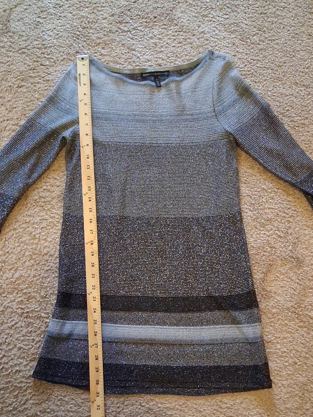 White House Black Market Metallic Ombre Knit Tunic Knit Sweater Blouse Top - Picture 7 of 9